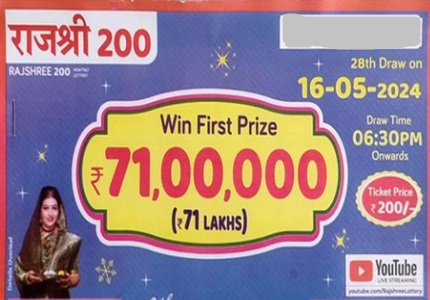 Goa Rajshree 200 Monthly Lottery Result 16.05.2024