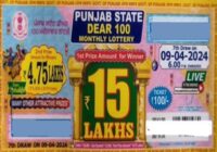 Punjab Dear 100 Monthly Lottery Result 09-04-2024 at 6pm