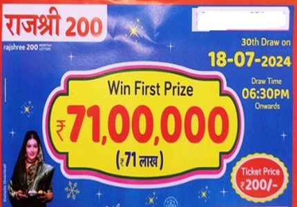 Goa State Rajshree 200 Monthly Lottery Result 18/07/2024