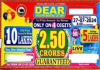 Nagaland State Dear 500 Super Monthly Lottery Result 27-07-2024