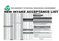 UNRE Non School leavers acceptance list 2026 new intake
