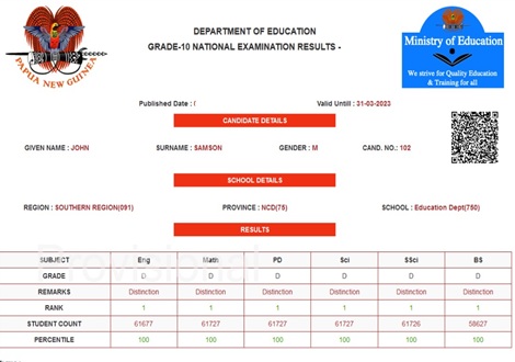 PNG grade 10 results 2025/ 2026
