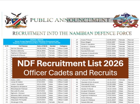 NDF Recruitment List 2026 For Officer Cadets and Recruits
