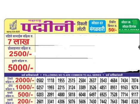 Maharashtra Padmini Lottery Result