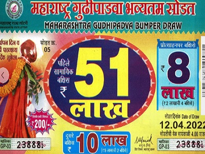 Maharashtra Gudipadwa Lottery Result 12.4.2022