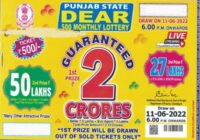 Punjab State Dear 500 Monthly Lottery Result 11-06-2022