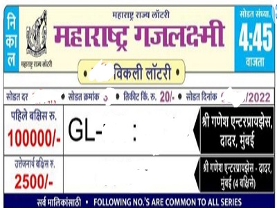 Maharashtra Gajlaxmi Weekly Lottery Results 2022