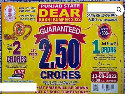 Punjab State Rakhi Bumper Lottery Result 13-8-2022