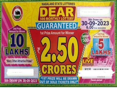 Nagaland State Dear 500 Monthly Lottery Result 30-09-2023