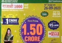 Goa State Rajshree 1000 Monthly Lottery Results 26-09-2023