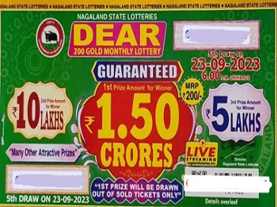 Nagaland State Dear 200 Gold Monthly Lottery Result 23-09-2023