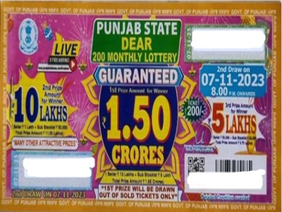 Punjab State Dear 200 Monthly Lottery Result 07-11-2023