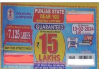 Punjab State Dear 100 Monthly Lottery Result 13-02-2024 at 6pm