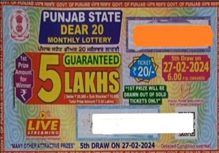 Punjab State Dear 20 Monthly Lottery Result 27-02-2024