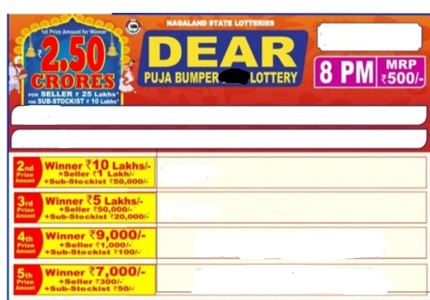 Nagaland Dear Puja Bumper Lottery Result 11-10-2025