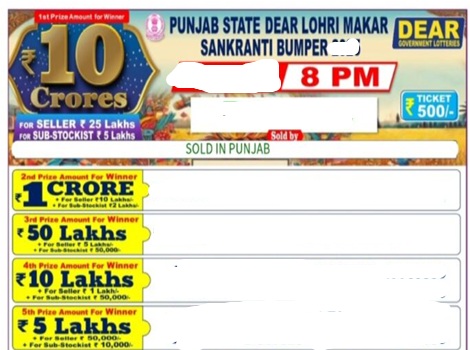 Dear Lohri Makar Sankranti Bumper Lottery Results 17-01-2026