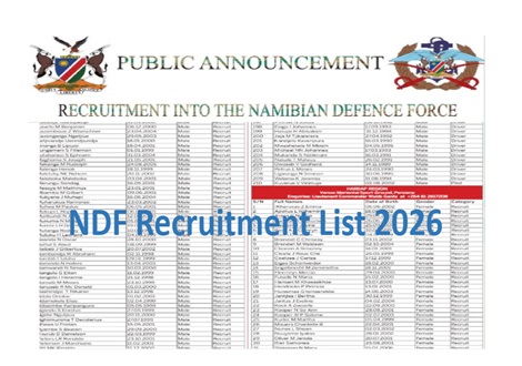 NDF Recruitment List 2025/2026