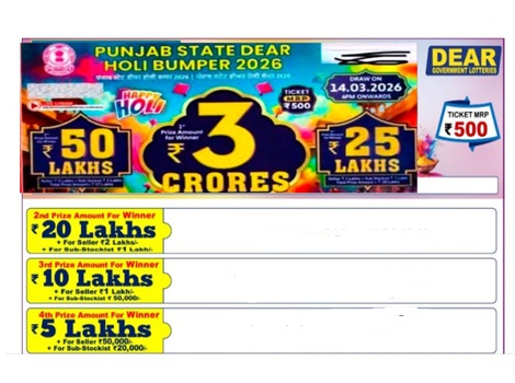 Dear Holi Punjab Bumper Lottery result 14-03-2026