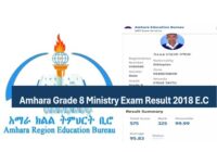 Amhara Grade 8 Ministry Exam Result 2018 E.C