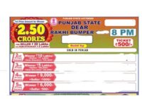 Punjab State Dear Rakhi Bumper Lottery Result 16-08-2025