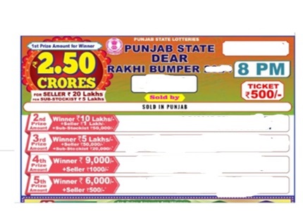 Punjab State Dear Rakhi Bumper Lottery Result 16-08-2025