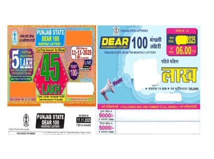 Punjab State Dear 100 Monthly Lottery Result 11-11-2025