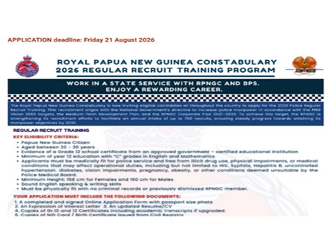 PNG Police Regular Recruitment 2026