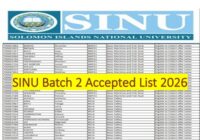 SINu Batch 2 Accepted list 2026