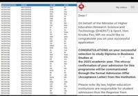 DHERST Tertiary Selection List 2026 Acceptance Offer Letter Download