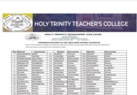 Holy Trinity Teachers College Acceptance List/ Selection List 2026