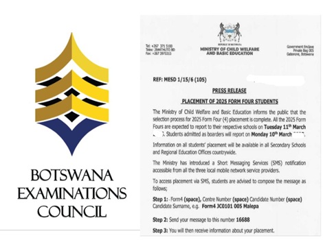 Botswana Form four Placement Results 2026 admission List
