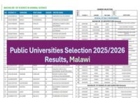 Public Universities Selection 2025/2026 Results Malawi