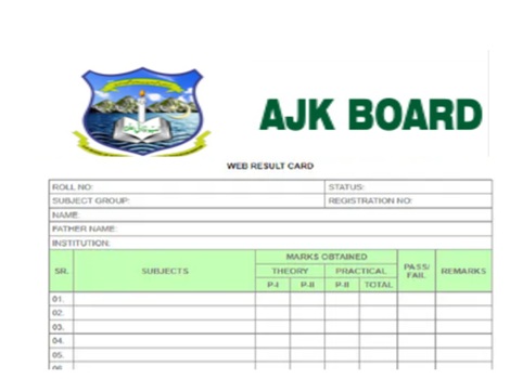 Ajk Elementary Board 5th 8th class results 2026