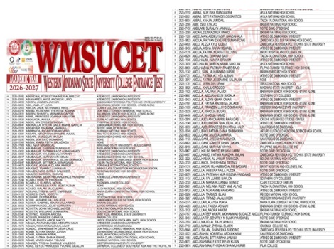 WMSU College entrance test results 2026-2027