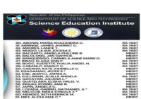 Dost-SEI Scholarship Results 2026 List Of Qualifiers