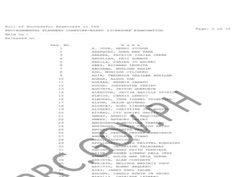 PRC Environmental Planner Licensure Result May 2026