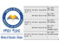 Ethiopia Grade 8 & Grade 6 Ministry Exam timetable 2018/ 2026