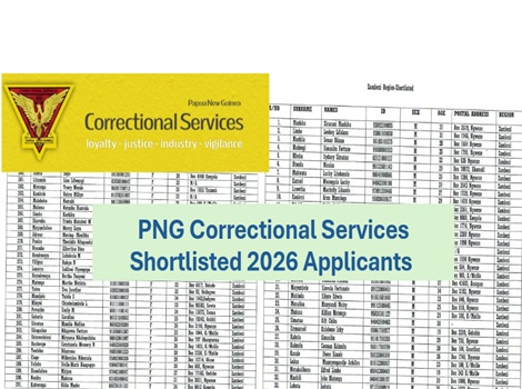 PNG Correctional Services Shortlisted candidates 2026