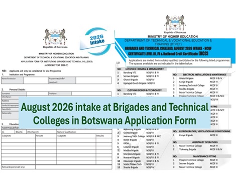 Botswana Brigade and Technical Colleges 2026 Intake
