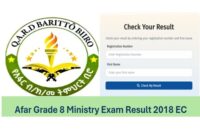 Afar Education bureau Grade 8 Result 2018/ 2026