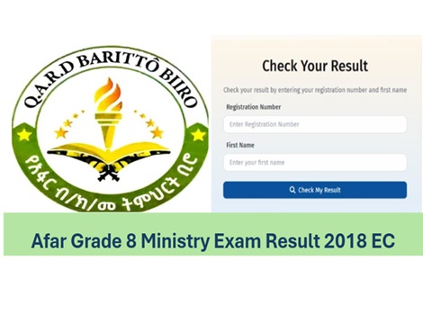 Afar Education bureau Grade 8 Result 2018/ 2026