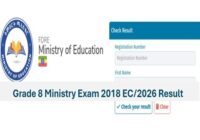 Grade 8 Ministry Exam Result 2018 EC/ 2026