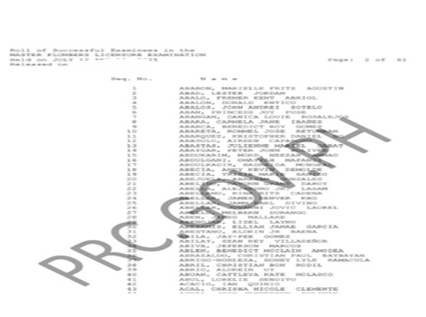 PRC Master Plumber Exam Result July 2026