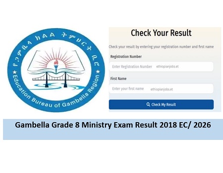 gambella grade 8 Ministry exam result 2018 EC
