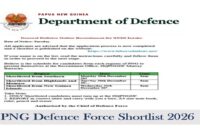 PNG Defence Force Shortlisted candidates 2026