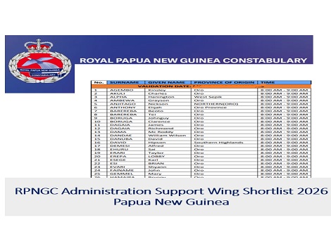 RPNGC administration shortlist 2026